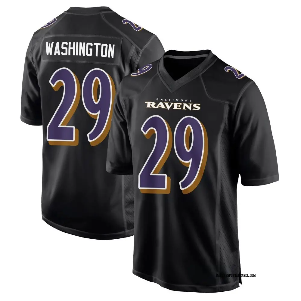 Game Black Men's Ar'Darius Washington Baltimore Ravens Carbon Fashion Jersey  - Ravens Store