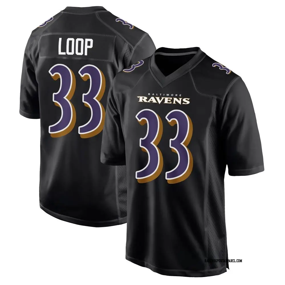 Game Black Men's Tyler Loop Baltimore Ravens Carbon Fashion Jersey