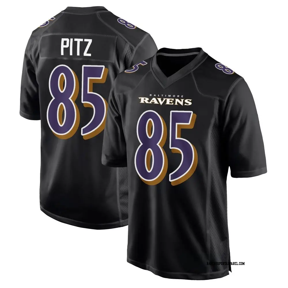 Game Black Youth Sam Pitz Baltimore Ravens Carbon Fashion Jersey