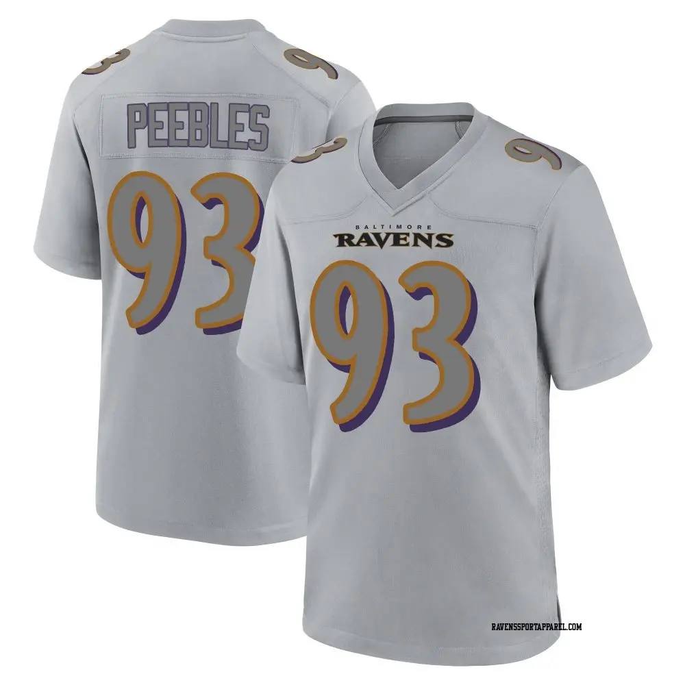Game Gray Men's Aeneas Peebles Baltimore Ravens Atmosphere Fashion Jersey