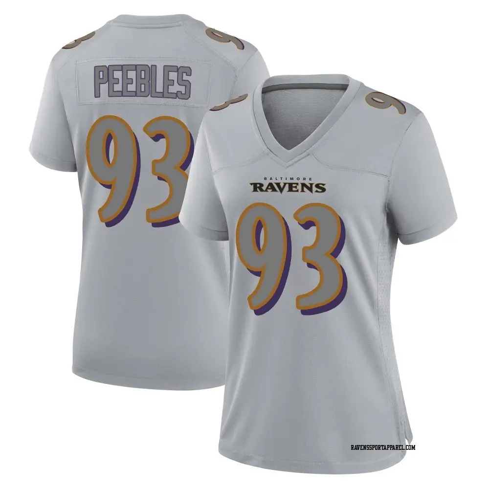 Game Gray Women's Aeneas Peebles Baltimore Ravens Atmosphere Fashion Jersey