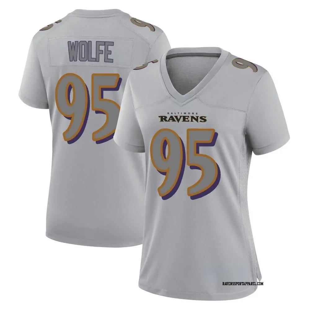 Game Gray Women's Derek Wolfe Baltimore Ravens Atmosphere Fashion Jersey