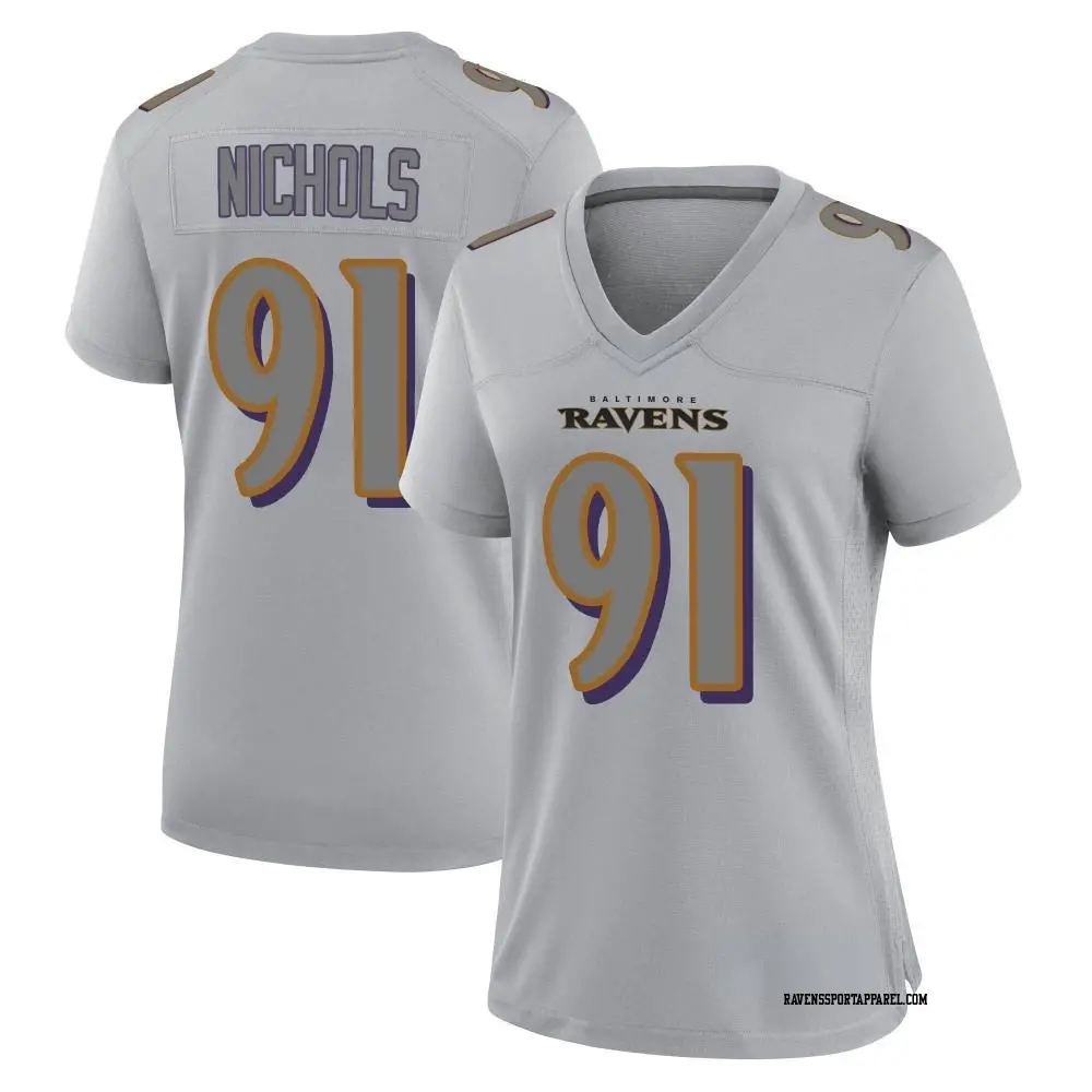 Game Gray Women's Rayshad Nichols Baltimore Ravens Atmosphere Fashion Jersey