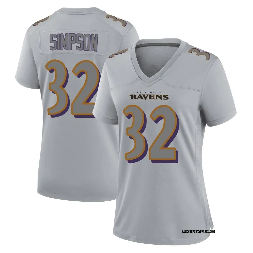 Game Gray Women's Trenton Simpson Baltimore Ravens Atmosphere Fashion Jersey