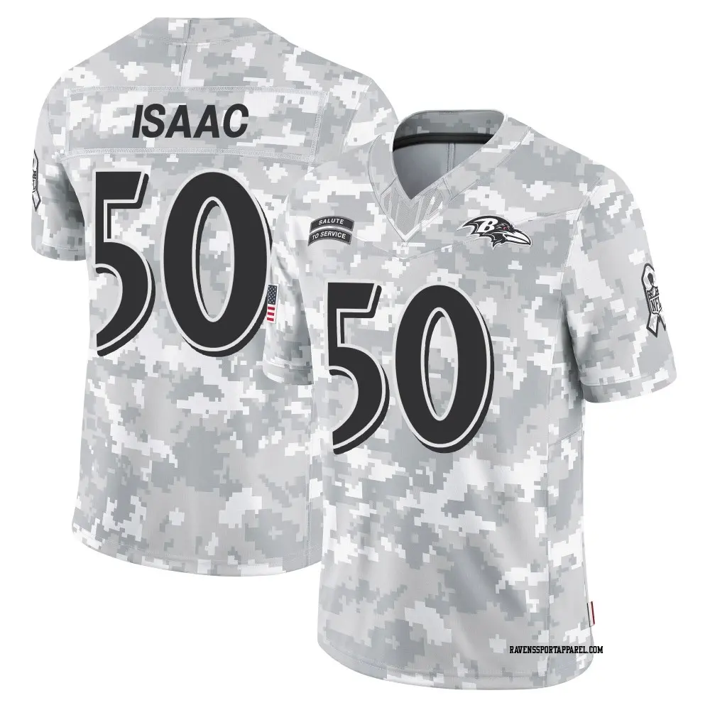 Limited Arctic Camo Men's Adisa Isaac Baltimore Ravens 2024 Salute to Service Jersey