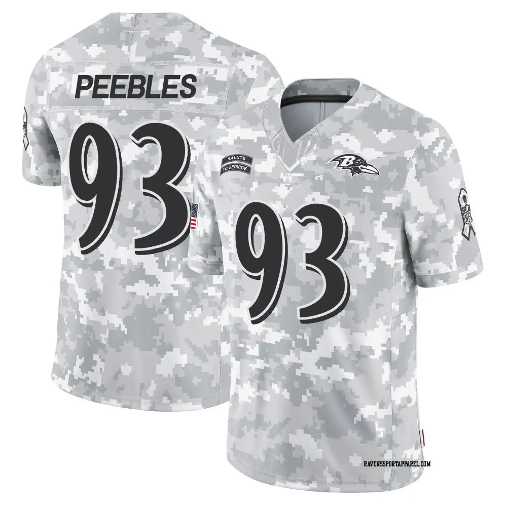 Limited Arctic Camo Men's Aeneas Peebles Baltimore Ravens 2024 Salute to Service Jersey