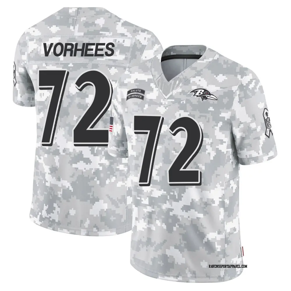 Limited Arctic Camo Men's Andrew Vorhees Baltimore Ravens 2024 Salute to Service Jersey
