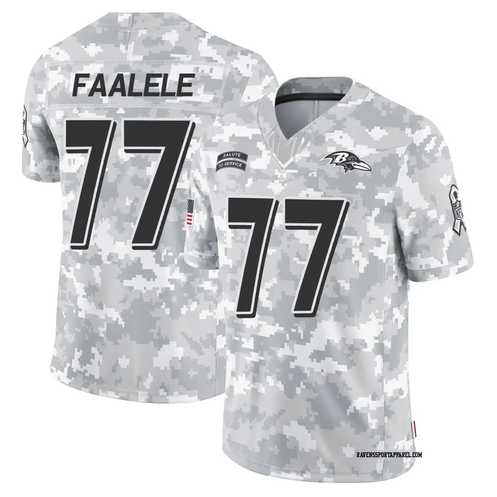 Limited Arctic Camo Men's Daniel Faalele Baltimore Ravens 2024 Salute to Service Jersey