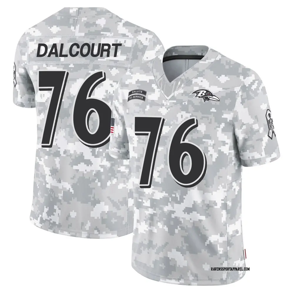 Limited Arctic Camo Men's Darrian Dalcourt Baltimore Ravens 2024 Salute to Service Jersey