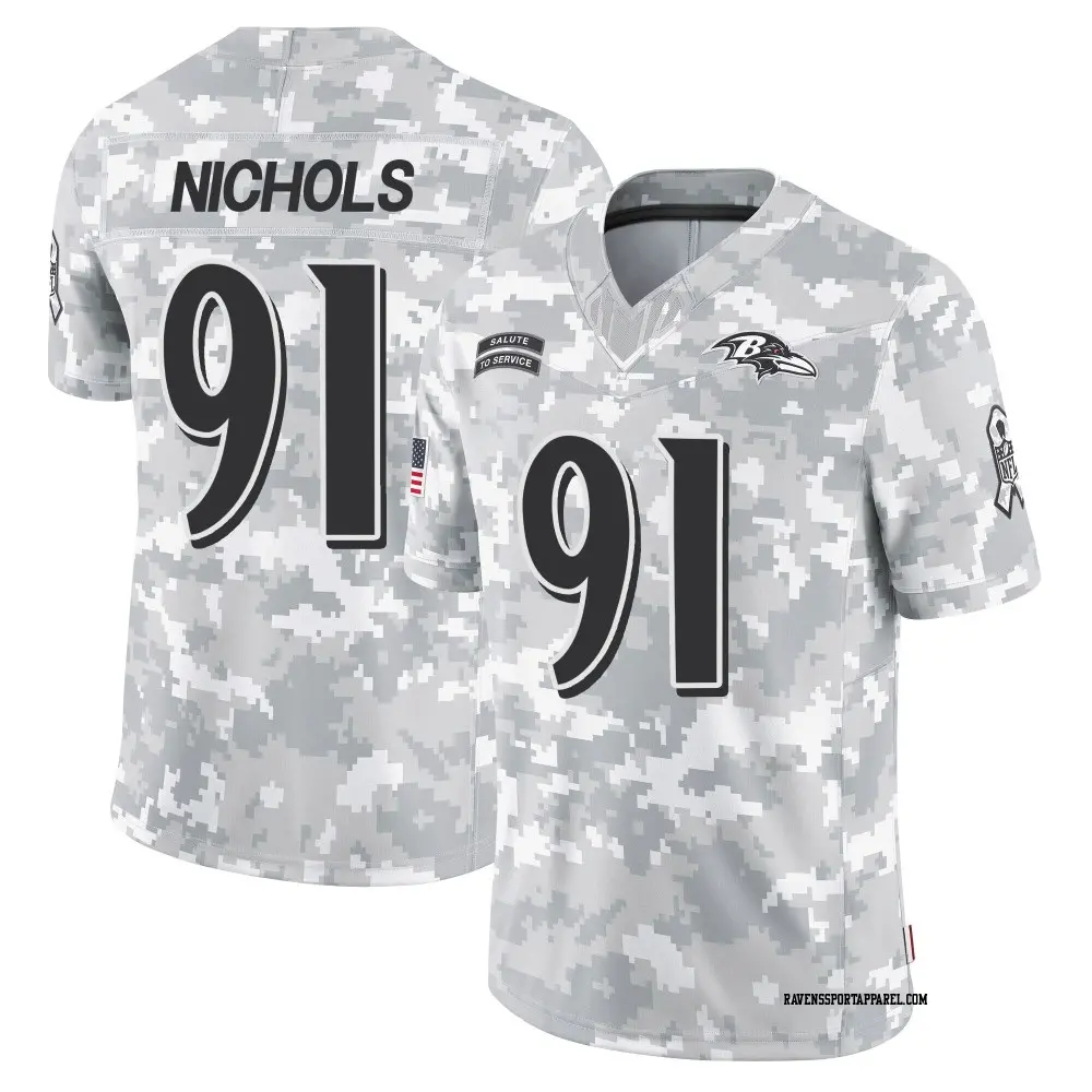 Limited Arctic Camo Men's Rayshad Nichols Baltimore Ravens 2024 Salute to Service Jersey