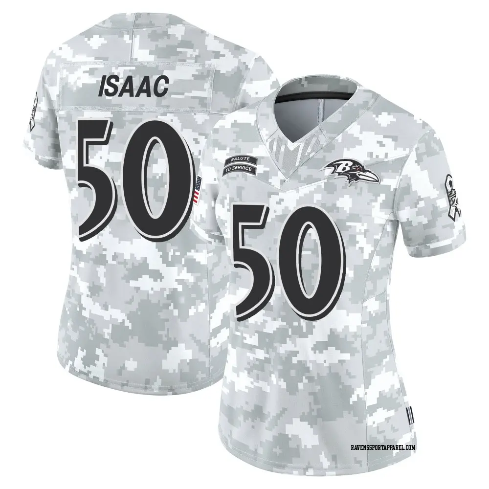 Limited Arctic Camo Women's Adisa Isaac Baltimore Ravens 2024 Salute to Service Jersey