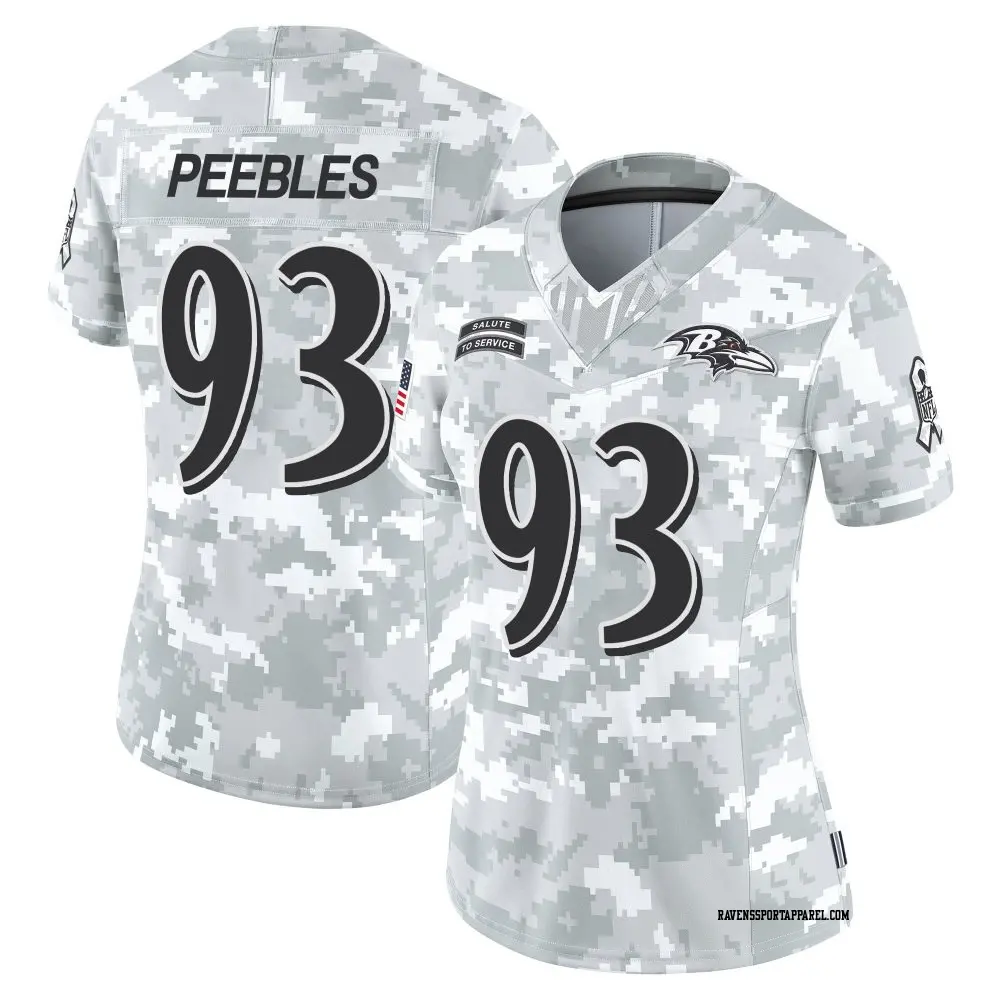 Limited Arctic Camo Women's Aeneas Peebles Baltimore Ravens 2024 Salute to Service Jersey