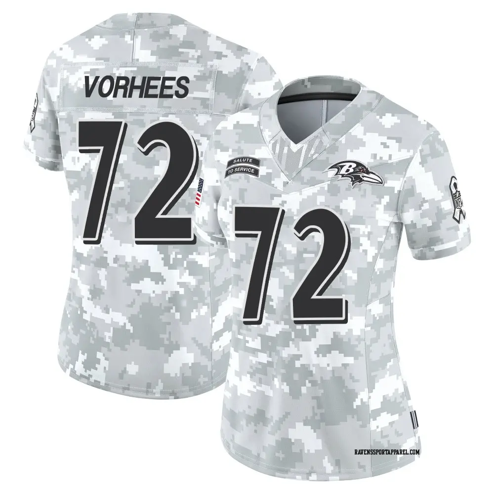 Limited Arctic Camo Women's Andrew Vorhees Baltimore Ravens 2024 Salute to Service Jersey