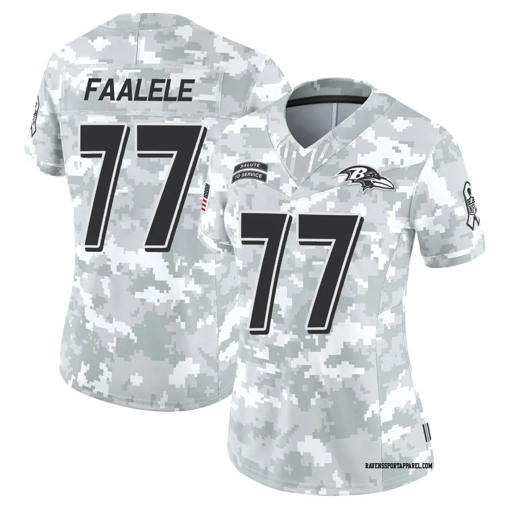 Limited Arctic Camo Women's Daniel Faalele Baltimore Ravens 2024 Salute to Service Jersey