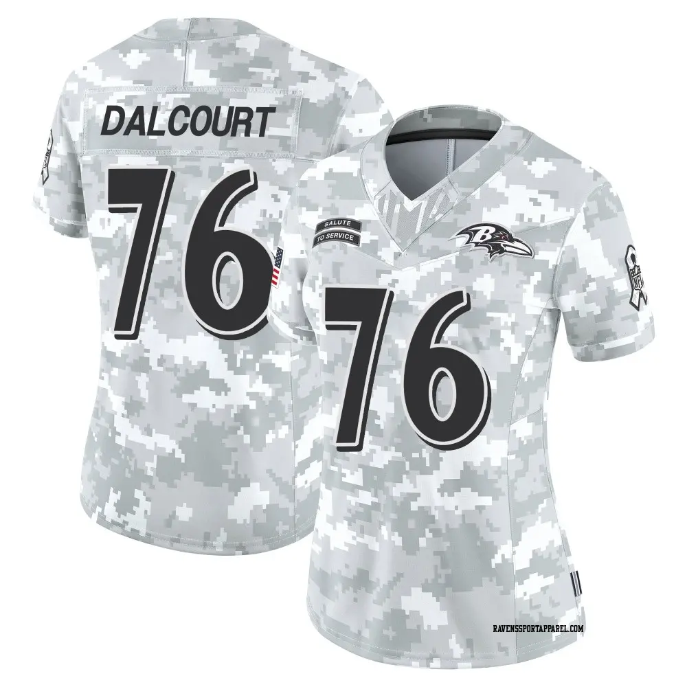 Limited Arctic Camo Women's Darrian Dalcourt Baltimore Ravens 2024 Salute to Service Jersey