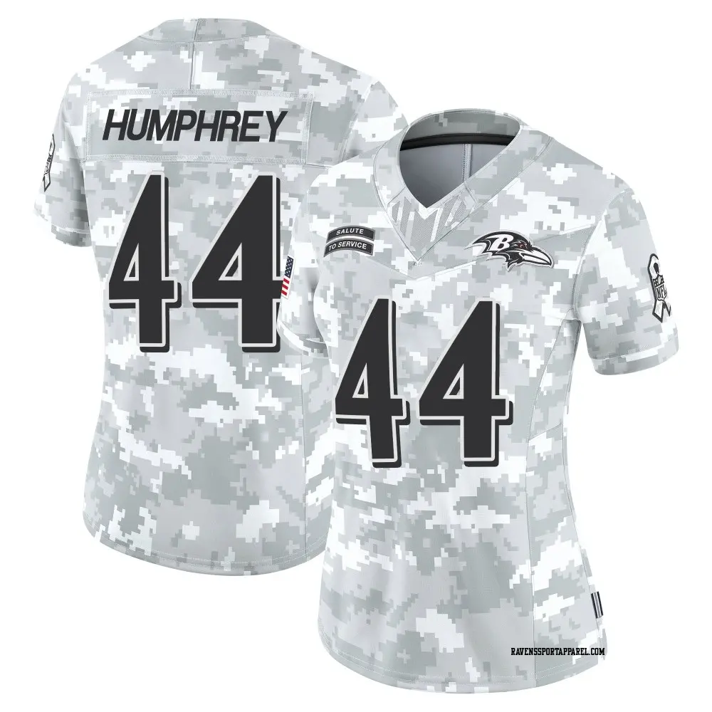 Limited Arctic Camo Women's Marlon Humphrey Baltimore Ravens 2024 Salute to Service Jersey