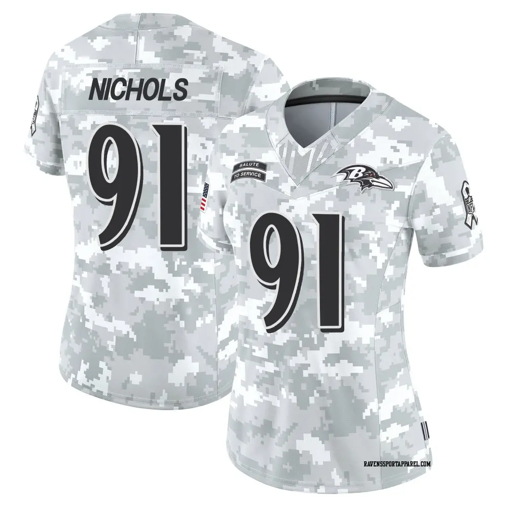 Limited Arctic Camo Women's Rayshad Nichols Baltimore Ravens 2024 Salute to Service Jersey