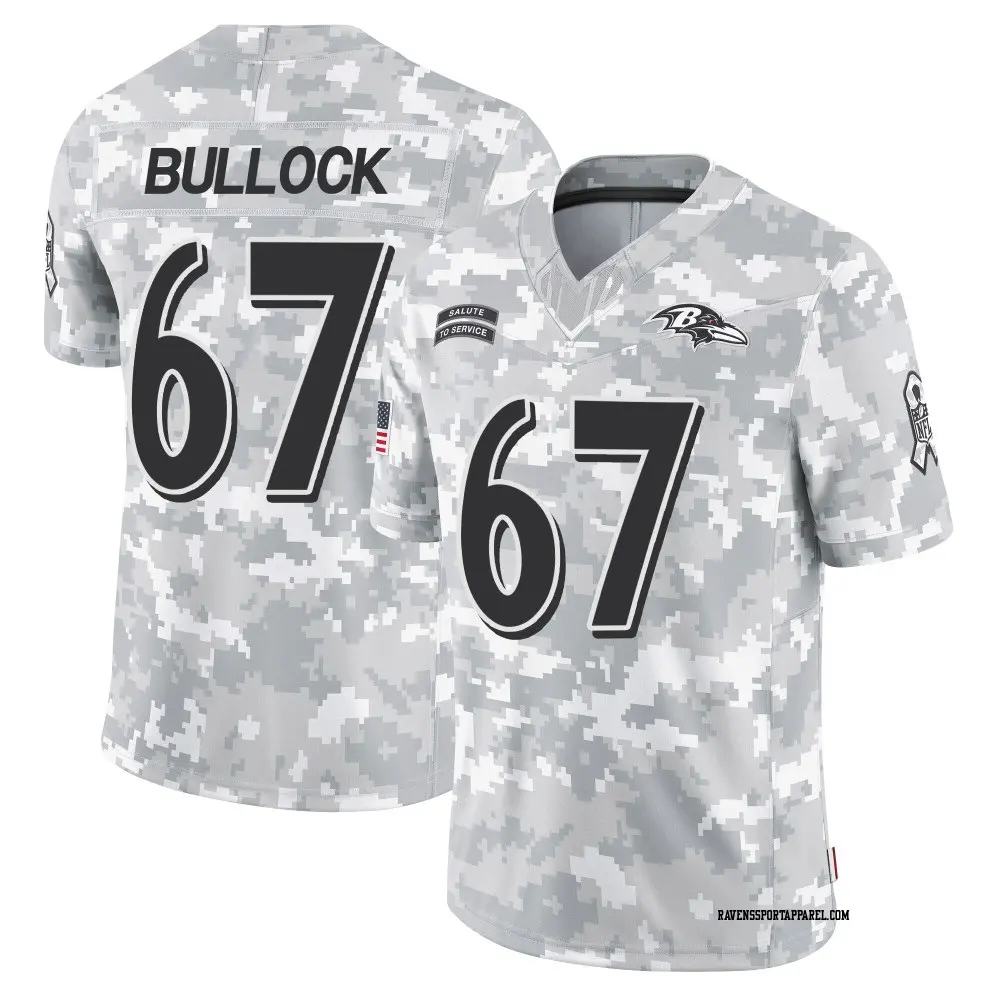Limited Arctic Camo Youth Corey Bullock Baltimore Ravens 2024 Salute to Service Jersey