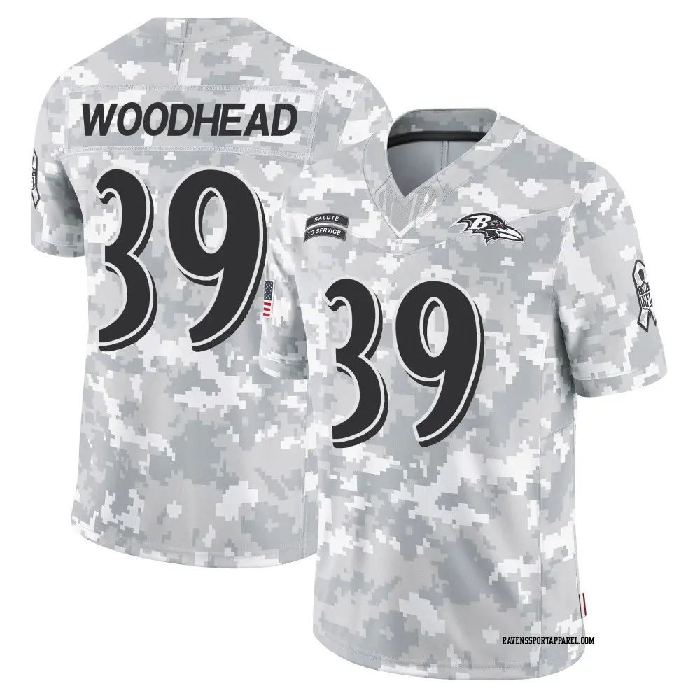 Limited Arctic Camo Youth Danny Woodhead Baltimore Ravens 2024 Salute to Service Jersey