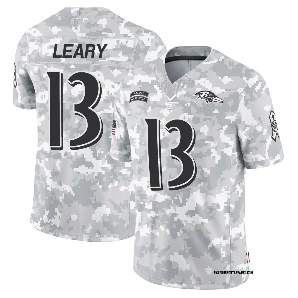 Limited Arctic Camo Youth Devin Leary Baltimore Ravens 2024 Salute to Service Jersey
