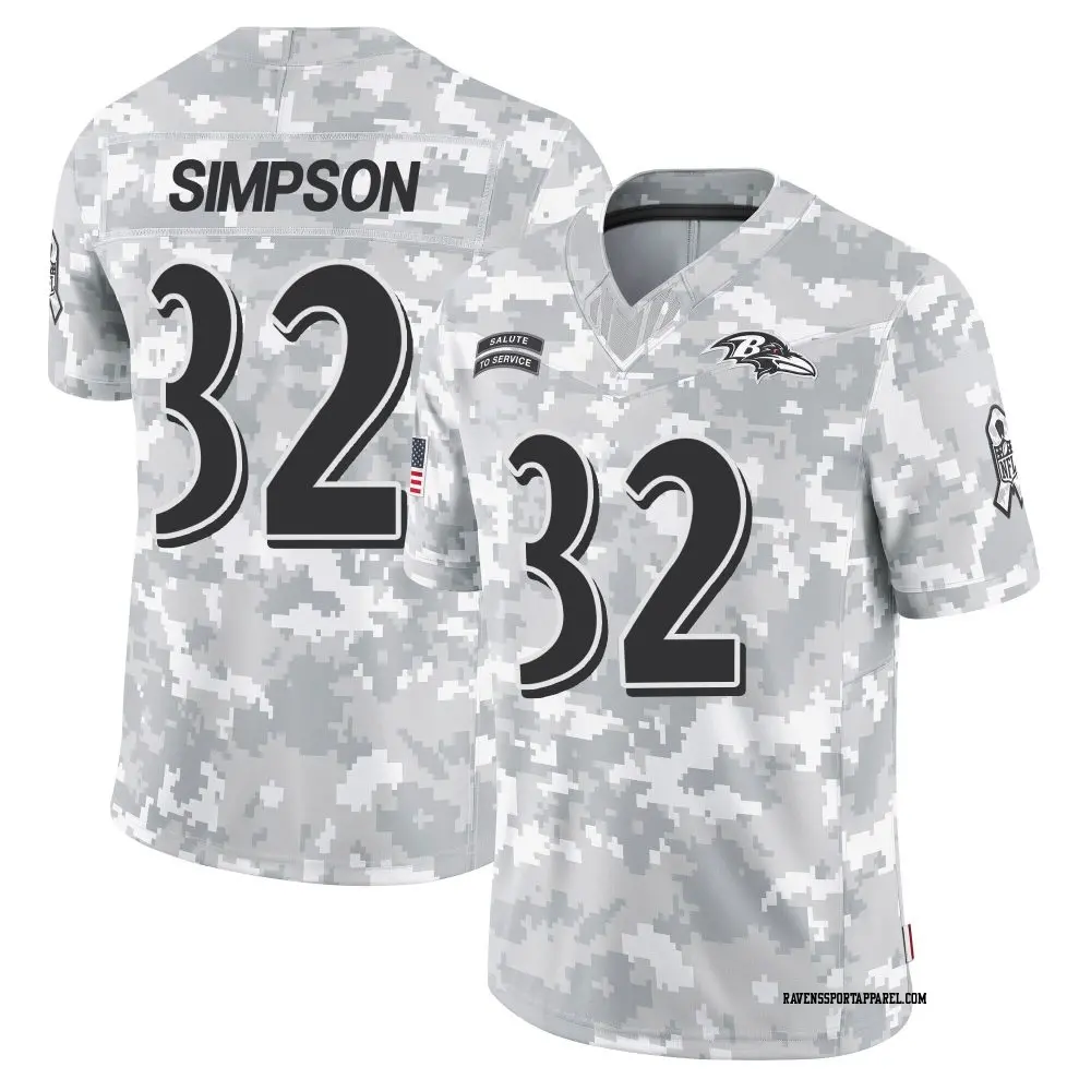 Limited Arctic Camo Youth Trenton Simpson Baltimore Ravens 2024 Salute to Service Jersey