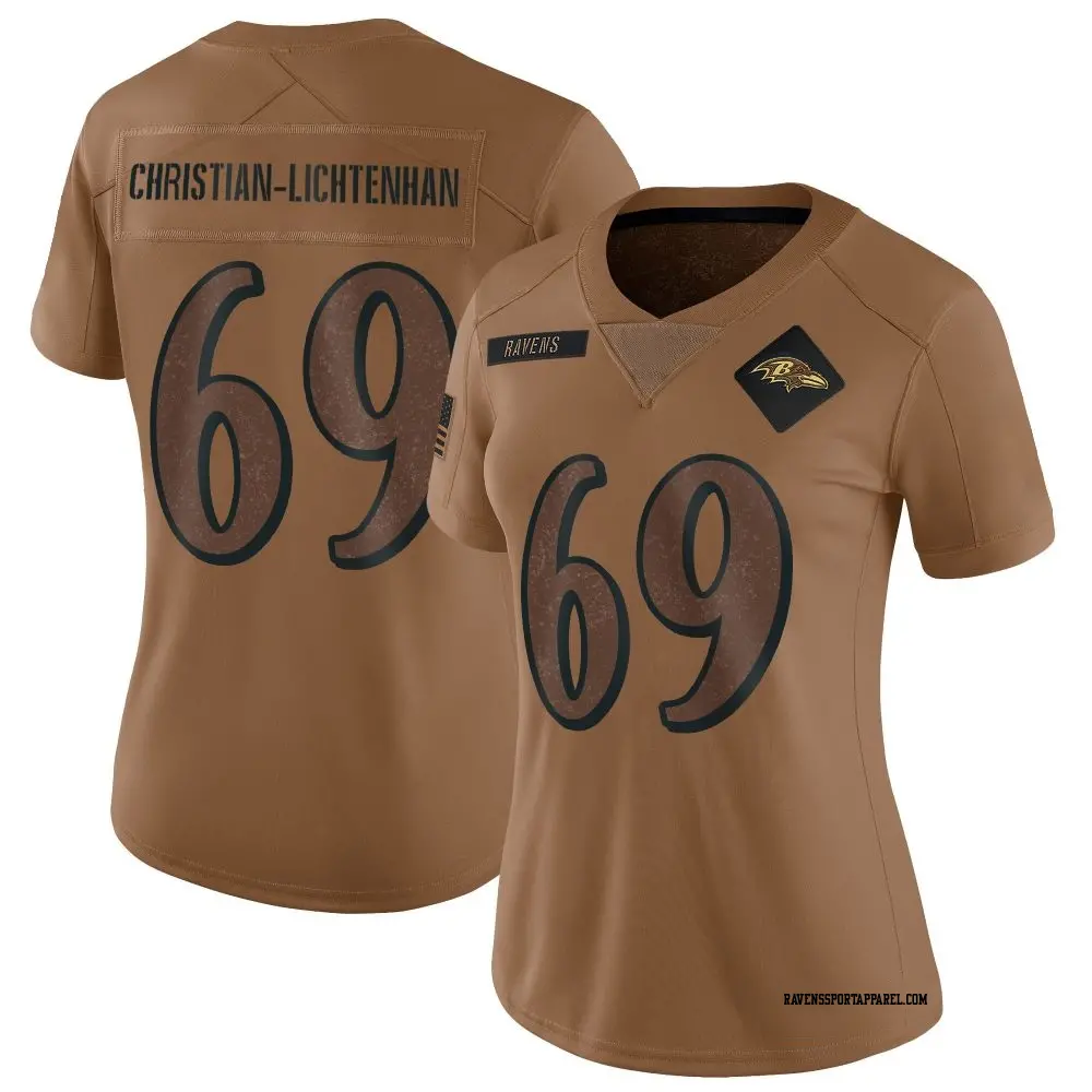 Limited Brown Women's Gerad Christian-Lichtenhan Baltimore Ravens 2023 Salute To Service Jersey