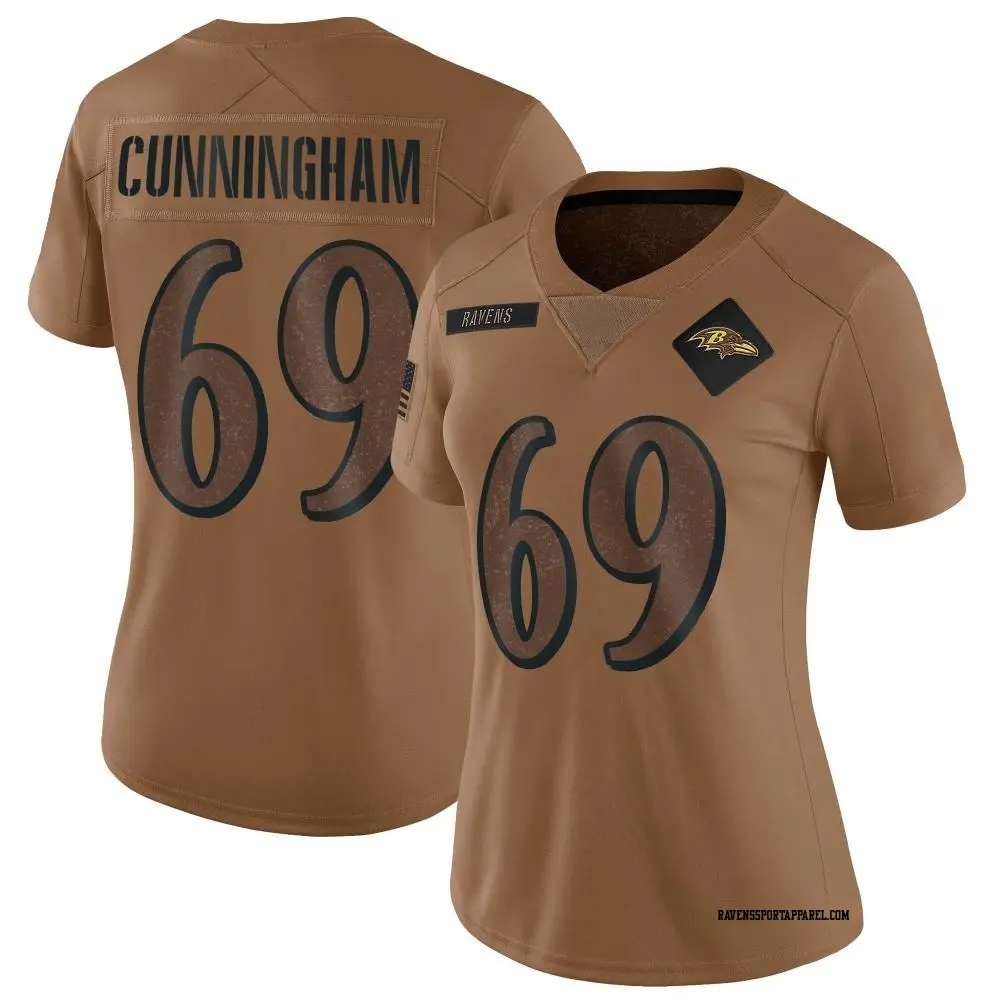 Limited Brown Women's Malik Cunningham Baltimore Ravens 2023 Salute To Service Jersey