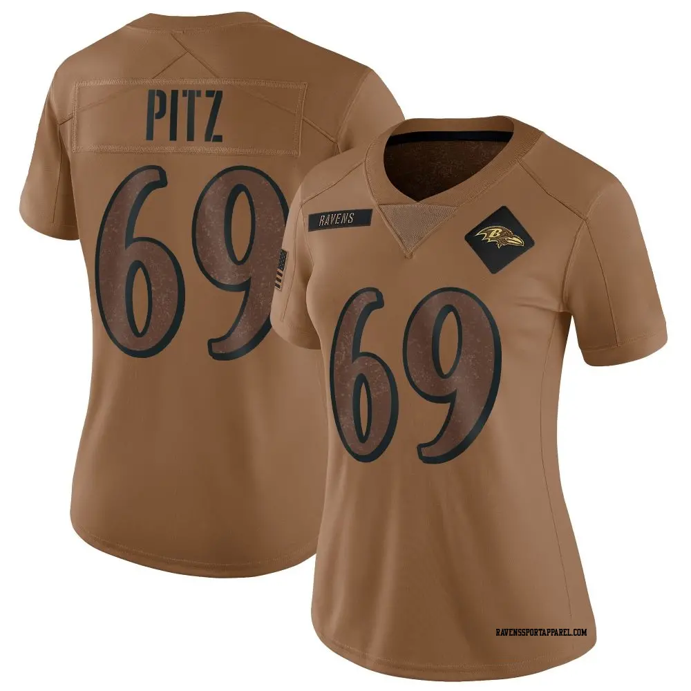 Limited Brown Women's Sam Pitz Baltimore Ravens 2023 Salute To Service Jersey