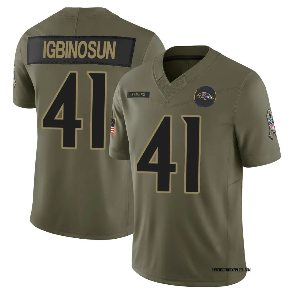 Limited Olive Men's Desmond Igbinosun Baltimore Ravens 2025 Salute to Service Jersey