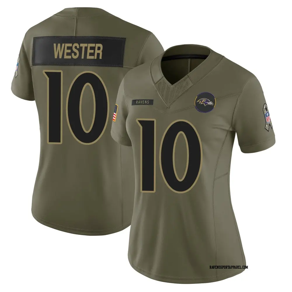 Limited Olive Women's LaJohntay Wester Baltimore Ravens 2025 Salute to Service Jersey