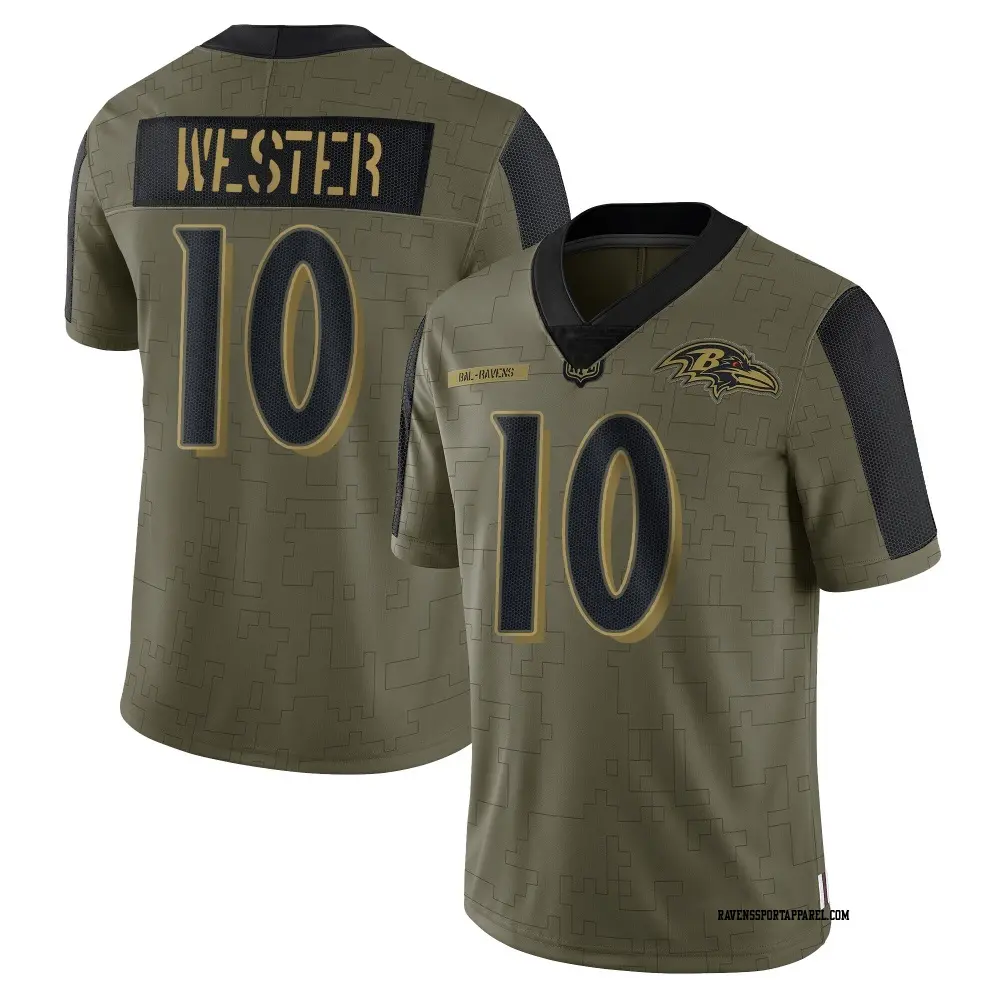 Limited Olive Youth LaJohntay Wester Baltimore Ravens 2021 Salute To Service Jersey