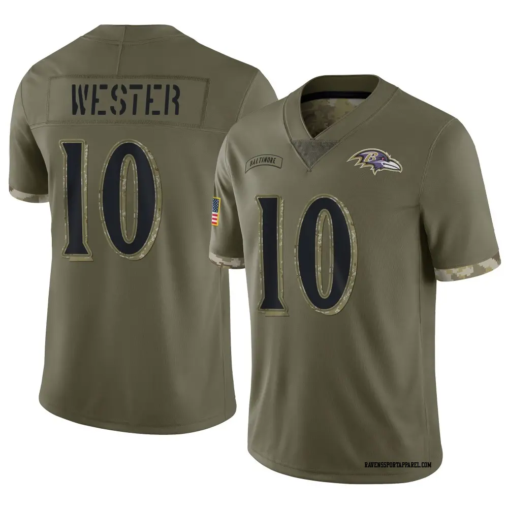 Limited Olive Youth LaJohntay Wester Baltimore Ravens 2022 Salute To Service Jersey