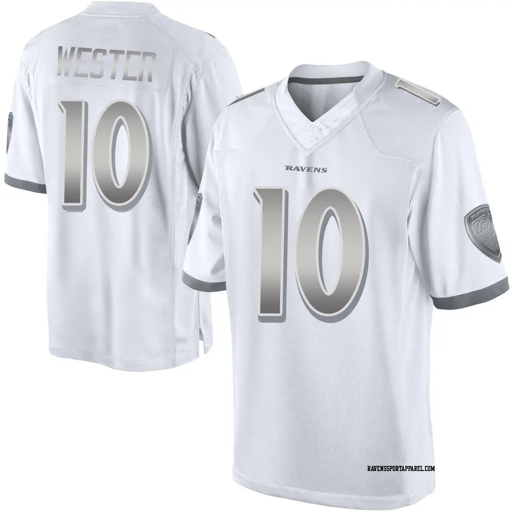 Limited White Youth LaJohntay Wester Baltimore Ravens Platinum Jersey